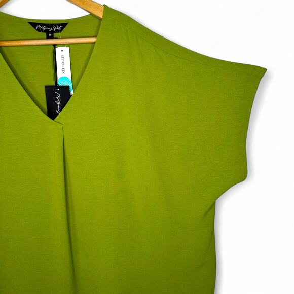 Stitch Fix Montgomery Post NWT Women's Killian Blouse 3X Green Short Sleeve - Picture 7 of 10